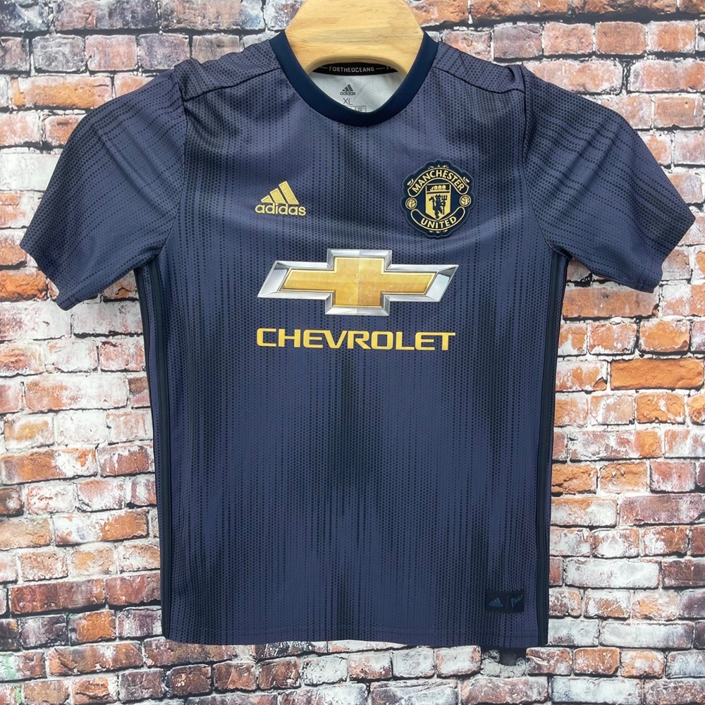 Adidas Manchester United Third Jersey Youth XL Navy Gold Parley Soccer Shirt